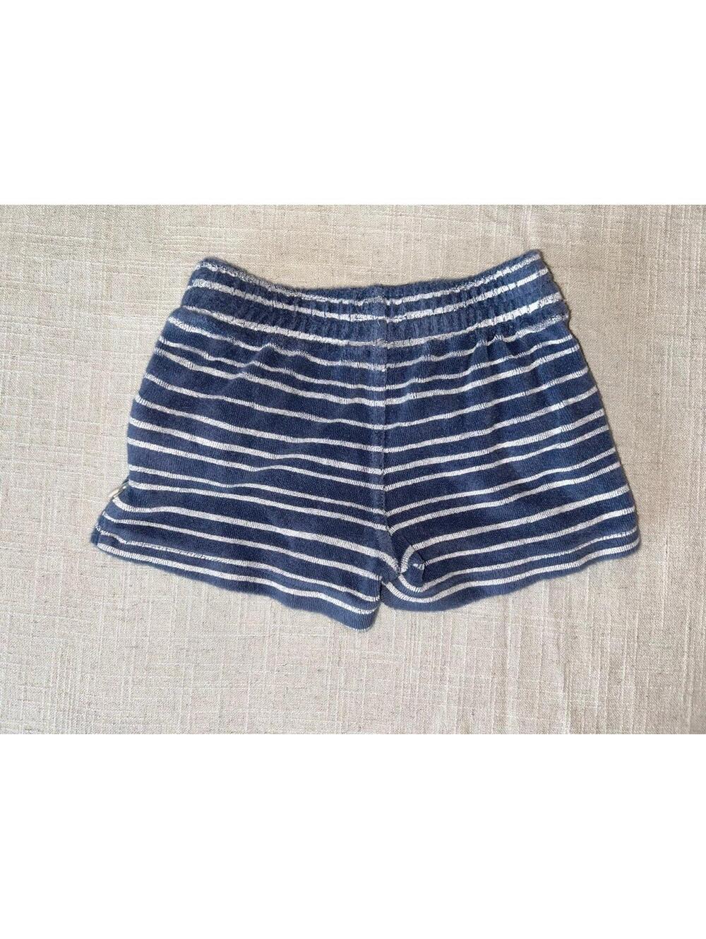 Easy-Peasy Baby Shorts 12M Blue White Striped Organic Cotton Terry Shorts - Picture 3 of 5